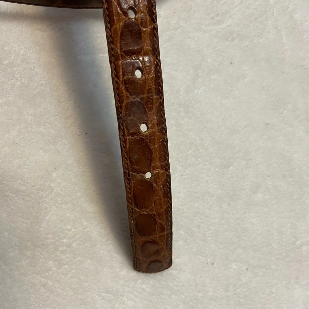 Liz Claiborne Vintage Womens Genuine Leather Crock Print Belt size Large